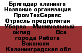 Бригадир клининга › Название организации ­ ПромТехСервис › Отрасль предприятия ­ Уборка › Минимальный оклад ­ 30 000 - Все города Работа » Вакансии   . Калининградская обл.,Приморск г.